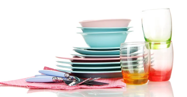 Čisté nádobí izolovaných na bílém — Stock fotografie