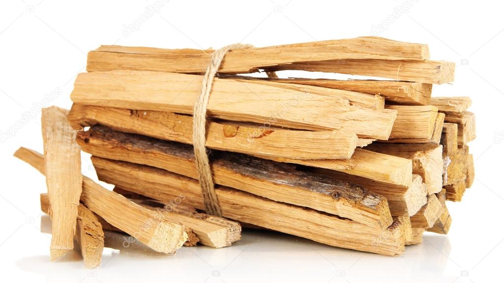 Stack of firewood isolated on white