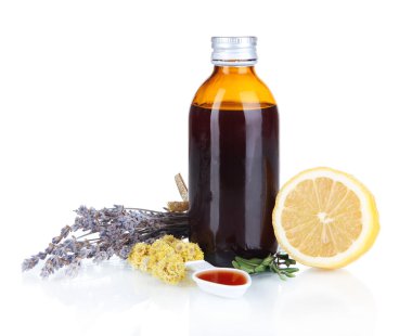 öksürük şurubu üzerine beyaz izole