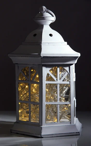 Decorative glowing lantern at night — Stock Photo, Image