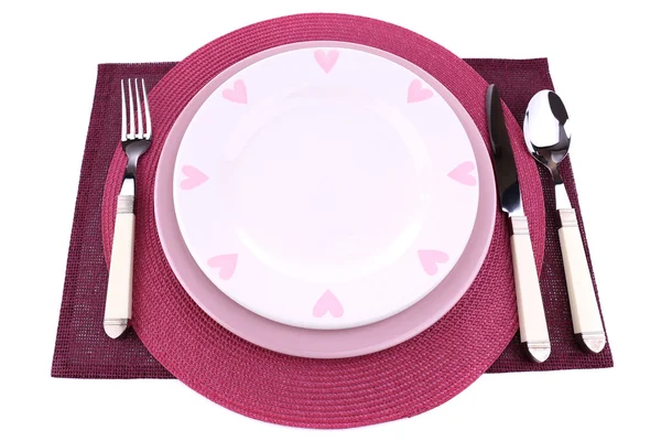 Zestaw naczynie na kolację, na białym tle — Zdjęcie stockowe