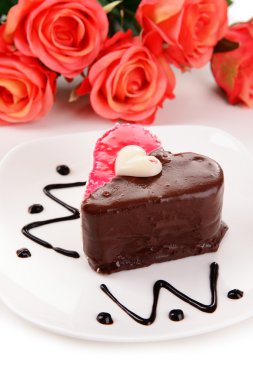 tatlı pasta plaka yakın çekim çikolata ile