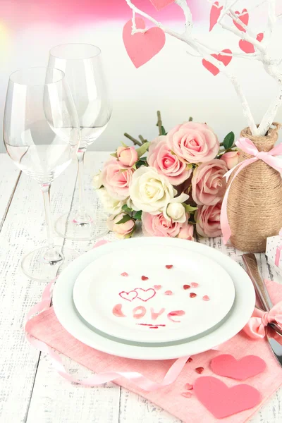 Configuração de mesa de férias romântico, close-up — Fotografia de Stock