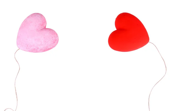 Два декоративних серця, ізольовані на білому — стокове фото