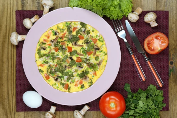 Omeleta s žampiony closeup — Stock fotografie