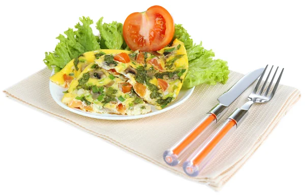 Beyaz izole mantarlı omlet — Stok fotoğraf