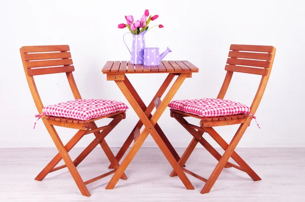 Garden chairs and table on white background — Stock Photo, Image