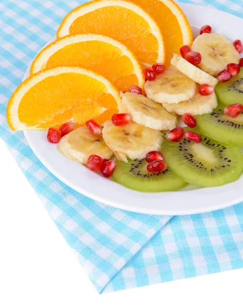 Sweet fresh fruits on plate on table close-up — Stock Photo, Image