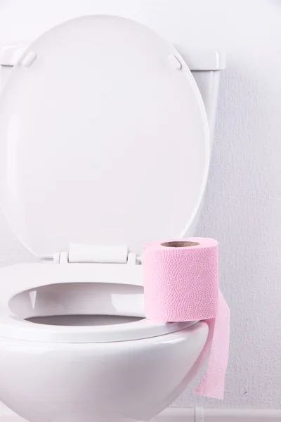 Toilet paper on a toilet, close-up — Stock Photo, Image