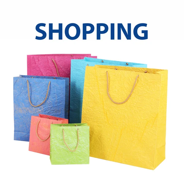 Colorful shopping bags, isolated on white — Stock Photo, Image