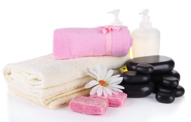 güzel spa ayarı ile üzerine beyaz izole çiçek