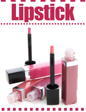 güzel dudak glosses, üzerinde beyaz izole