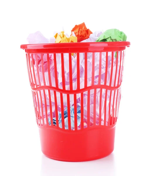 Full garbage bin, isolated on white — Stock Photo, Image