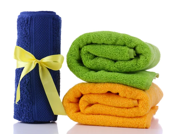 Colorful towels isolated on white — Stock Photo, Image