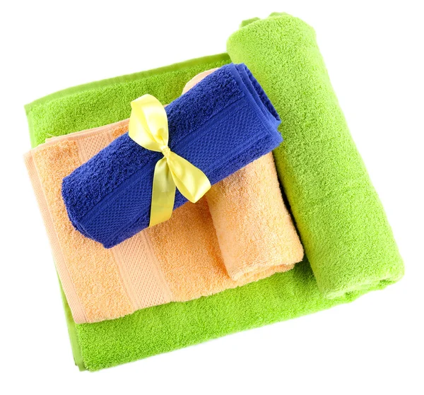 Colorful towels isolated on white — Stock Photo, Image