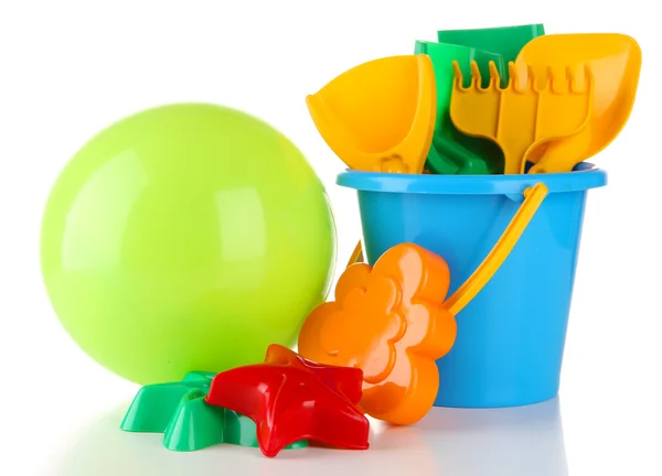 Bright ball and sandbox toys isolated on white — Stock Photo, Image