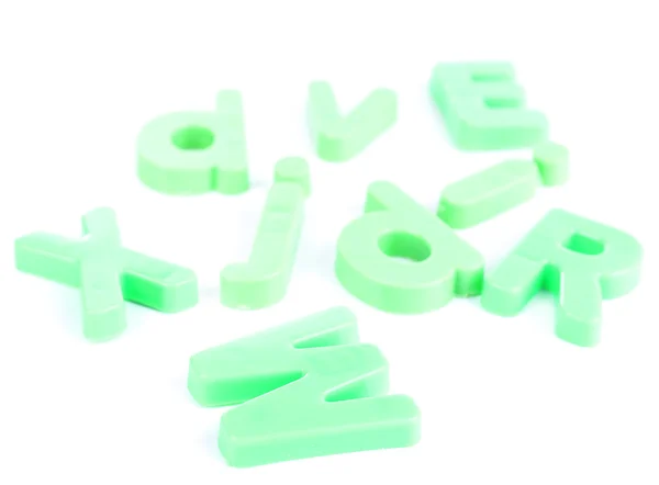 Kleurrijke magnetische brieven geïsoleerd op wit — Stockfoto