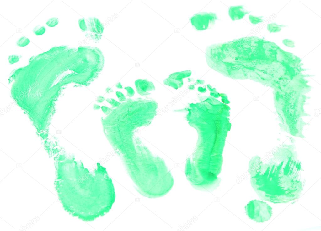 Footprint, close up, isolated in white