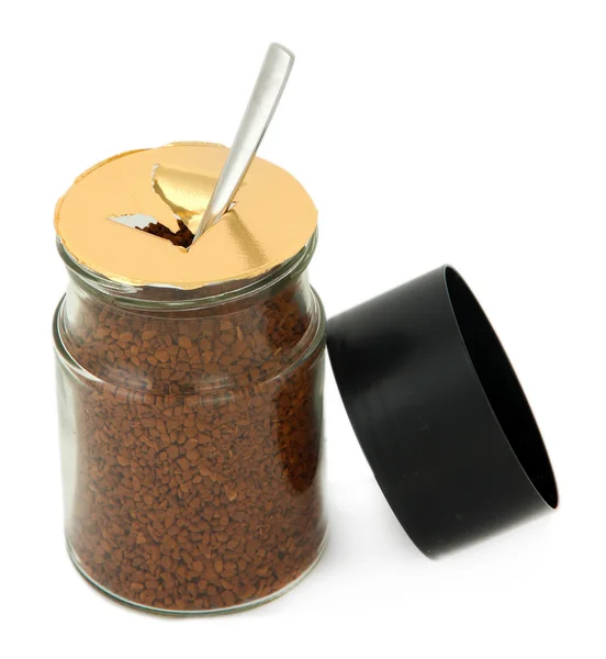 白で隔離されるインスタント コーヒーの jar ファイル — ストック写真