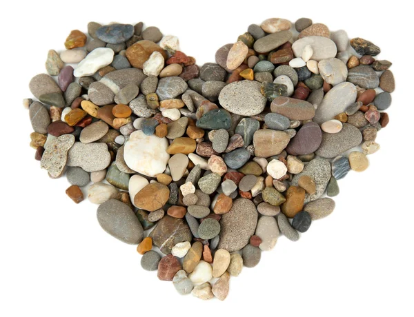 Havet stenar hjärtat isolerad på vit — Stockfoto