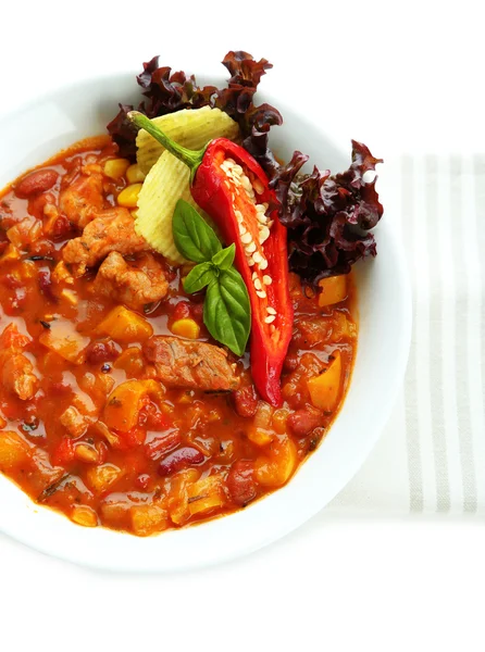 Carne de Maíz de Chili - comida tradicional mexicana, aislada en blanco — Foto de Stock