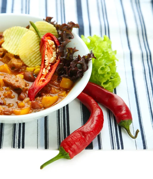 Chili Corn Carne - traditional mexican food, isolated on white — Stockfoto