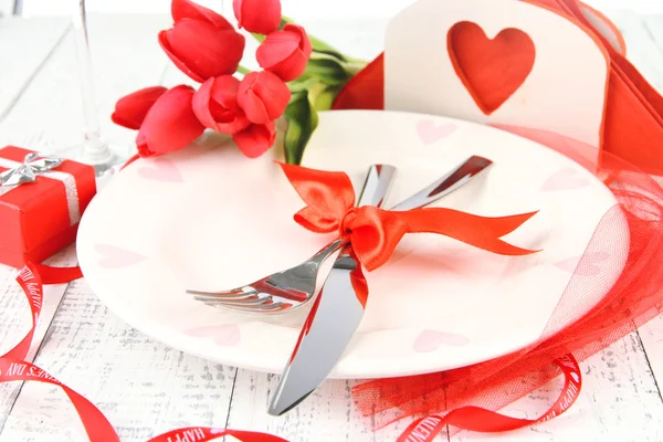 Romantic holiday table setting, close up — Stock Photo, Image