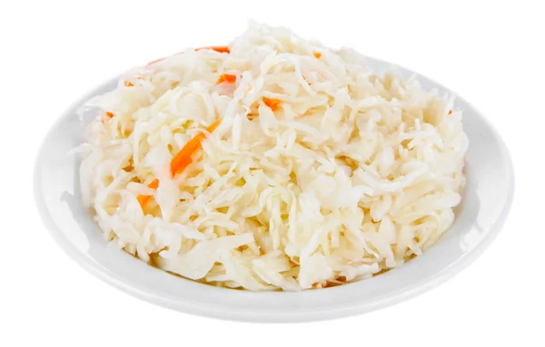 Marinated cabbage (sauerkraut), isolated on white — Stock Photo, Image