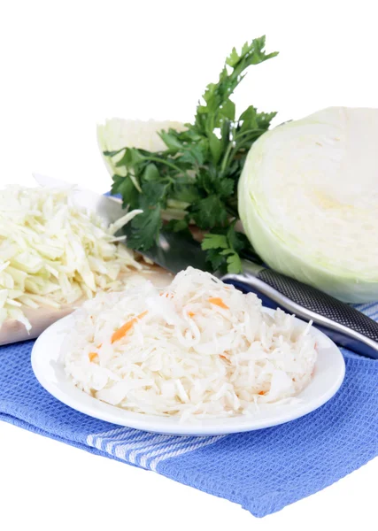 Marinated cabbage (sauerkraut), isolated on white — Stock Photo, Image