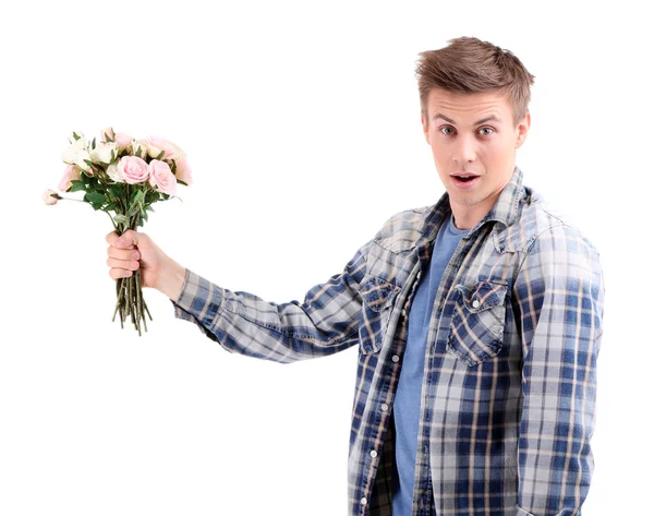 Portrait de beau jeune homme isolé sur blanc — Photo