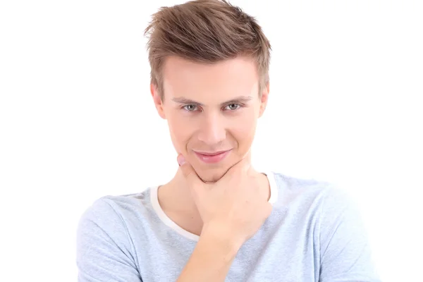 Portrait of handsome young man isolated on white — Stock Photo, Image