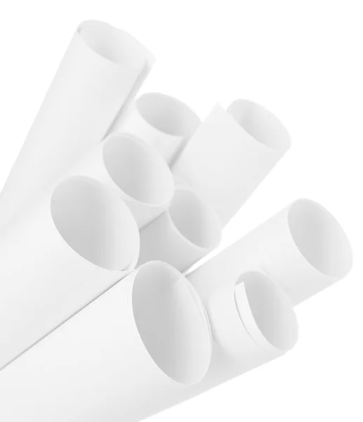 Бумажные рулоны, изолированные на белом — стоковое фото