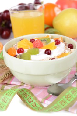 lezzetli yulaf ezmesi meyve kase üzerinde tablo yakın çekim