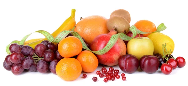 Assortment of exotic fruits isolated on white — Stock Photo, Image