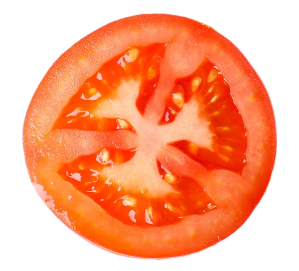 Krajíc čerstvého rajčete, izolovaný na bílém — Stock fotografie