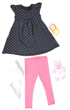 küçük kız, beyaz izole için güzel elbiseler