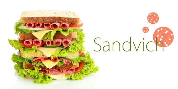 Un énorme sandwich, isolé sur blanc — Photo