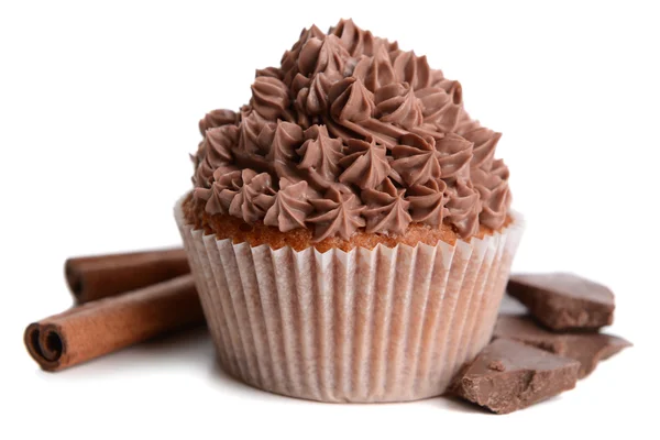 Välsmakande cupcake med smörkräm, isolerad på vit — Stockfoto