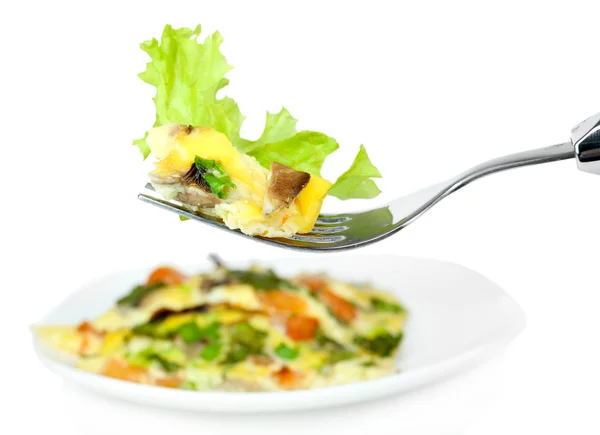 Omeleta s žampiony, izolované na bílém — Stock fotografie
