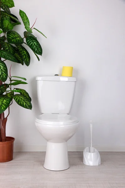 Tazón de baño blanco en el baño —  Fotos de Stock