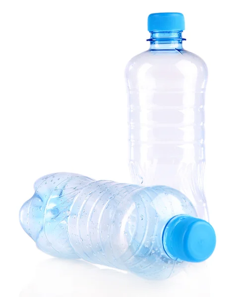 Plastic flessen geïsoleerd op wit — Stockfoto