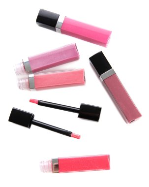 güzel dudak glosses, üzerinde beyaz izole