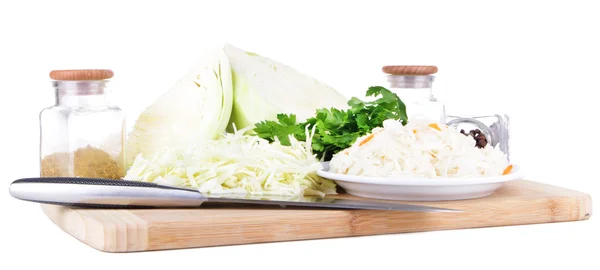 Marinated cabbage (sauerkraut), isolated on white — Stock Photo, Image