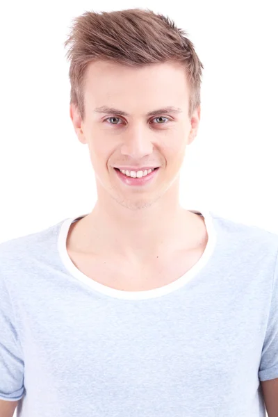 Retrato de joven guapo aislado en blanco —  Fotos de Stock