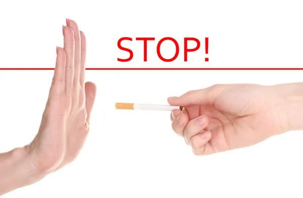 Pare de fumar isolado no branco — Fotografia de Stock