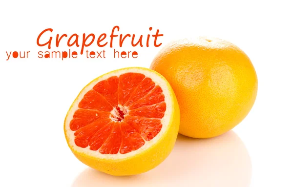 Ripe grapefruit and half isolated on white — Stock Photo, Image