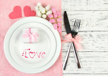 Ahşap arka plan üzerinde romantik tatil Tablo ayarı