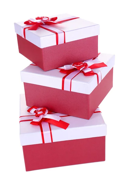 Hermosas cajas de regalo aisladas en blanco — Foto de Stock