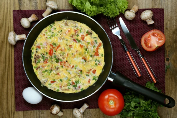 Omelet con funghi primo piano — Foto Stock