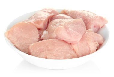 beyaz izole çiğ hindi eti